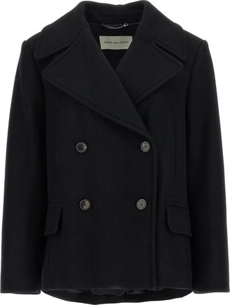 Dries Van Noten Jassen, Dames, Zwart, S, Katoen, Vafel Coat