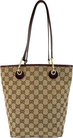 Gucci Beige Gg Canvas & Leather Tote Shoulder Bag (Authentic Pre-Loved)