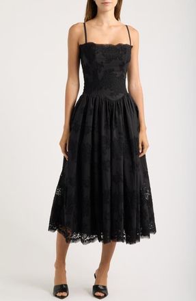 House of CB Chloe Broderie Anglaise Party Dress in Black at Nordstrom, Size X-Small