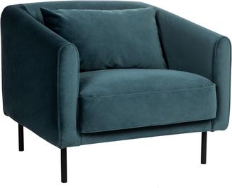 DRAWER Sillón de terciopelo con patas rectas de metal - verde eucalipto