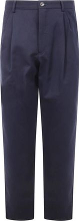 Brunello Cucinelli Broeken, Heren, Blauw, M, Dubbele Plooi Chino Broek