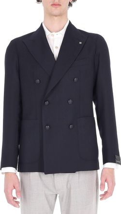 Tagliatore Montecarlo Herringbone Virgin Wool Double-Breasted Blazer