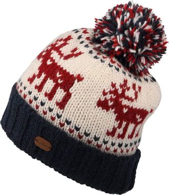 KuSan Reindeer Turn Up Bobble Hat - Navy-Cream One Size