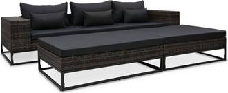 vidaXL Vidaxl - Set De Sof&aacute;s De Jard&iacute;n Con Cojines 5 Pzas Rat&aacute;n Sint&eacute;tico Gris