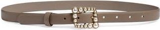 Nordstrom Rack Faux Pearl Buckle Belt in Taupe at Nordstrom Rack, Size X-Large