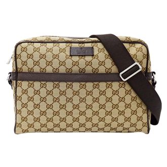 Gucci Beige Brown Gg Canvas Handbag Shoulder Bag (Pre-Owned)