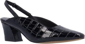 J. Reneé Stasia Croc Embossed Slingback Pump in Black at Nordstrom, Size 10.5