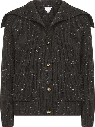 Bottega Veneta Gouden Knoop Sweater Fondant - Dames - Vesten - Bruin - S - Wol - Truien & Vesten