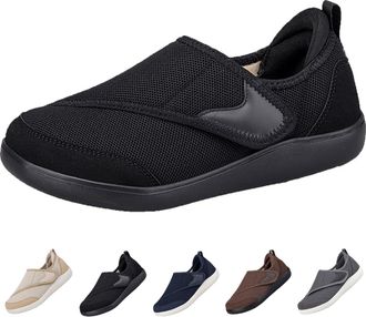 Generic Extra Wide Shoes for Men Lightweight Breathable Mesh Orthopaedic Shoes with Adjustable Walking Shoes for Swollen Feet Non Slip Casual Comfortable Snea