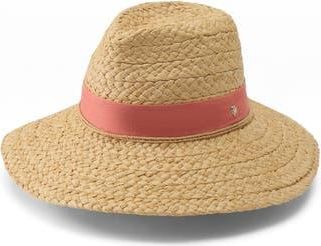 Helen Kaminski Leoni Raffia Straw Sun Hat in Natural/Pomelo at Nordstrom Rack