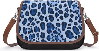 Generic Blue Leopard Print Crossbody Bags for Women Shoulder Messenger Bag Purse Handbags
