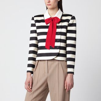 Valentino Vanilla/black striped jacket with maxi bow