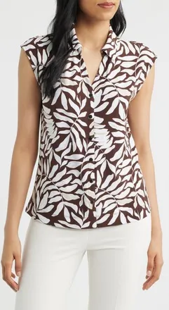 Anne Klein Dolman Sleeve Top in Dark Chocolate Multi at Nordstrom, Size Large