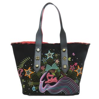 Christian Louboutin Black Multi-Color Canvas Tote Bag (Pre-Owned)