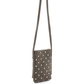 Mango Studded Suede Phone Crossbody Bag in Light/Pastel Brown at Nordstrom