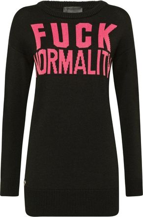 Philipp Plein Pullover Round Neck LS Statement - Dames - Kleedjes - Zwart - S - Wol - Kleedjes