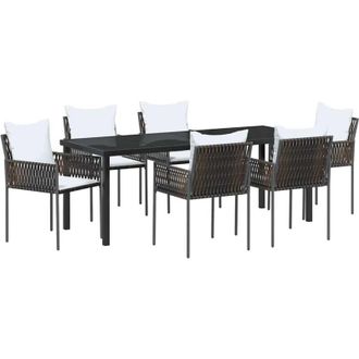 vidaXL Conjunto De Comedor De Jard&iacute;n 7 Pcs Marr&oacute;n Y Negro Vidaxl