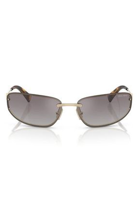 Miu Miu 69mm Oversize Oval Sunglasses in Pale Gold /Blue Mirror Silver at Nordstrom