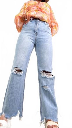 Flying Monkey Jordie Distressed Denim Jean In Light Wash