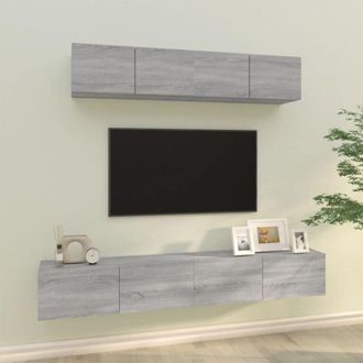 vidaXL Vidaxl - Set De Muebles Para Tv 4 Pzas Madera Contrachapada Gris Sonoma