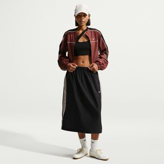 Nike Womens Nike Sportswear Loose Parachute Midi Skirt in Black | IM8485-010