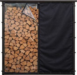 Quick Star Wetterschutz-vorhang Set Front Und R&uuml;ckwand Zu 143x70x145cm Kaminholzunterstand Pvc Schwarz