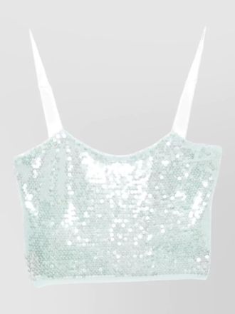 Forte_Forte sequin top spaghetti straps cropped buttons