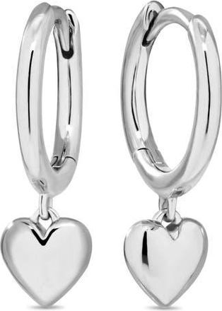 Devata Heart Hoop Earrings in Rhodium Plated Sterling Silver at Nordstrom