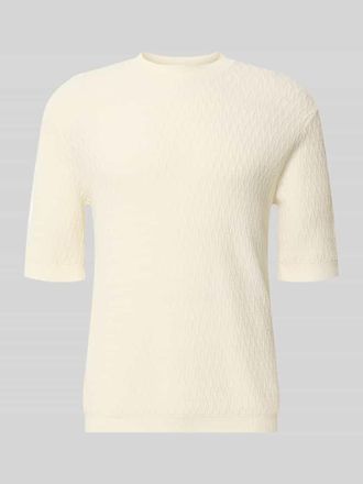 Emporio Armani Slim Fit T-Shirt in Strick-Optik in Offwhite, Gr&ouml;&szlig;e XL