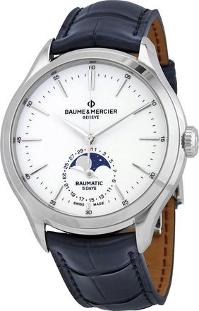 Baume & Mercier Pre-owned Baume et Mercier Clifton Chronograph Automatic Moon Phase White Dial Mens Watch 10549