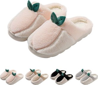 Generic Leaf Slippers Mens And Womens Matching Slippers Comfy Bedroom Shoes Couple Colour Block Slipper Warm Fleece Lined Slipper Thick Home Shoes Casual Indo