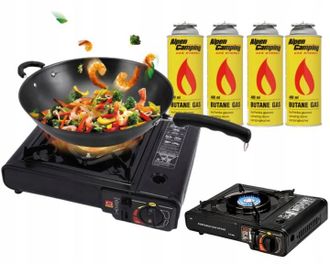 OEM Cocina Port&aacute;til De Gas Para Camping, De Campo, Tipo Maleta, 4 Cartuchos De Gas