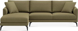 Castlery Lena Chaise Sectional Sofa Left Facing Customized, Performance Boucle Moss, Matte Black Legs, Spill Resistant, Removable Covers for Castlery