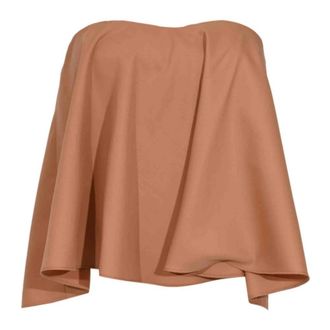 Twinset Blouses, female, Brown, Size: M Decolette Flared Top