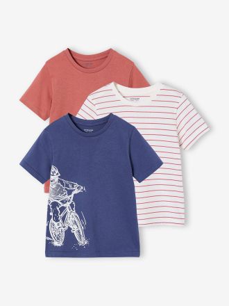 Vertbaudet 3er-Pack T-Shirts Jungen, Recycling-Baumwolle BASIC marine