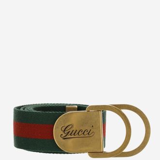 Gucci Mens Belt With Web Ribbon Multicolour Fabric
