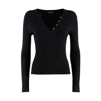 Nenette V-hals Breiwerk - Dames - V-hals truien - Zwart - XS - Polyester - Truien & Vesten