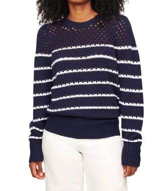 Isla Skylar Multi Stripe Crew Sweater In Midnight