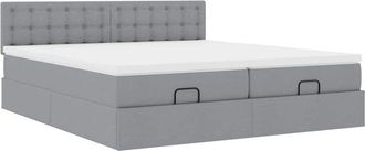 vidaXL Estructura De Cama Otomana Colchones Tela Gris Claro 180x200cm Vidaxl