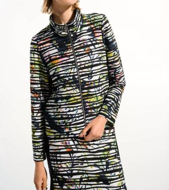 Joseph Ribkoff Zipper Closure Casual Jacket In Vanilla/multi