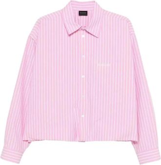 Balenciaga Overhemden, Dames, Roze, S, Katoen, Cropped Shirt in Katoen Poplin