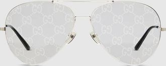 Gucci Pilot Frame Sunglasses, Silver