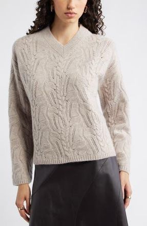 Nordstrom Cable Wool & Cashmere Sweater in Tan Etherea Heather at Nordstrom Rack, Size Xx-Small/x-Small