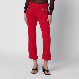 Isabel Marant Pantaloni Revene cropped in velluto a coste rossi