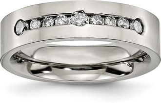 Diamond2Deal Titanium Polished 1/2 ct tw. Diamond Band Ring