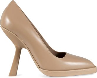 Ferragamo Womens Beige Leather Pointed-Toe Pumps Calfskin High Heel Shoes