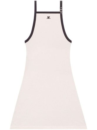 Courrèges contrast-trim cotton minidress - Grey