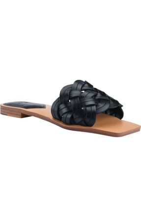 Marc Fisher Womens Marc Fisher LTD Rebecca Sandal Black Leather Square Toe Slide KHD728