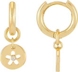 Estella Bartlett Flower Coin Huggie Earrings in Gold at Nordstrom