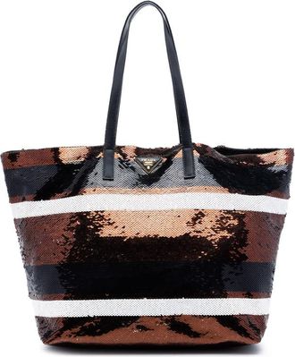 Prada Pre-owned Prada Sequined Satin Stripes Tote Ladies V73KT62MBUYUYL3K